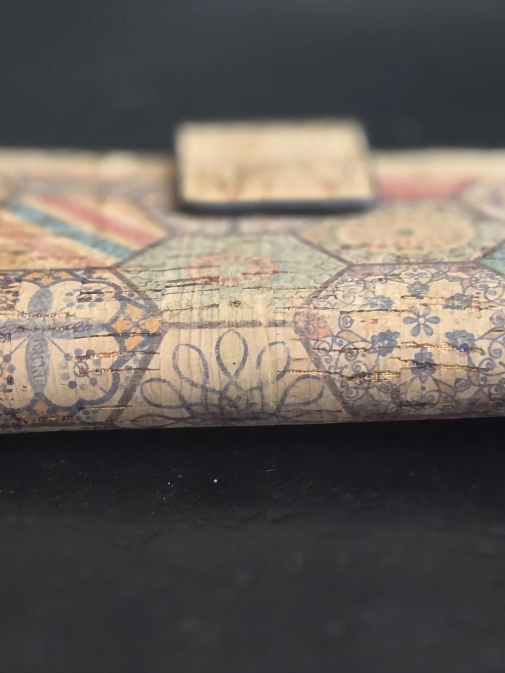 Miss You Hexagon Pattern Portuguese Cork Wallet Boho Neutral & Multicolor - Picture 3 of 9